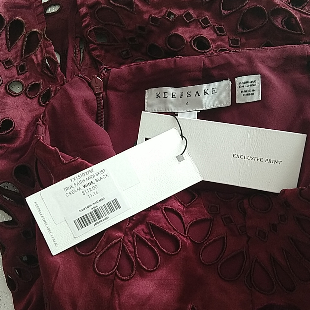 Keepsake True Faith Midi Skirt Wine - Picture 5 of 7
